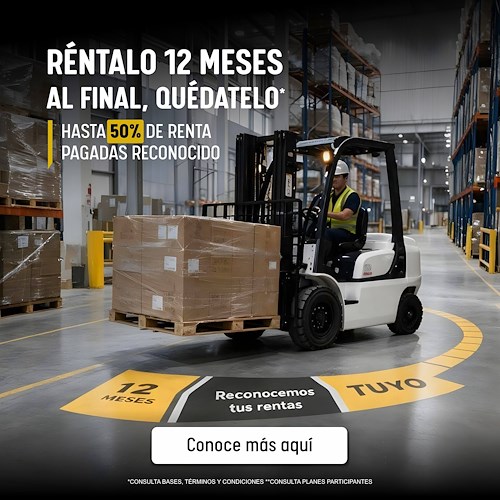 Renta tu montacargas seminuevo 12 meses y al final quédatelo