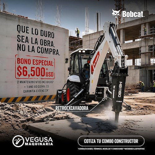 Bono especial de $6,500 USD en retroexcavadora Bobcat