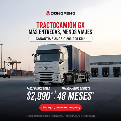 Tractocamión GX Dongfeng: financiamiento a 48 meses